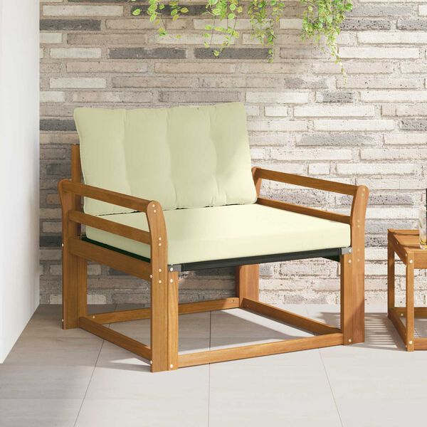 vidaXL Udend&oslash;rs sofagruppe Massiv akacietr&aelig; og Textilene Naturfarvet