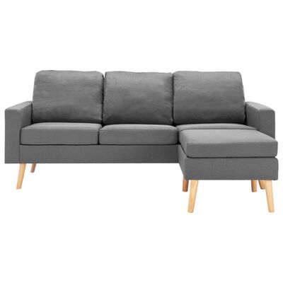 vidaXL 3-personers sofa med fodskammel stof lysegrå