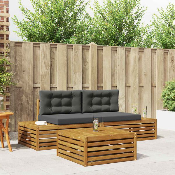 vidaXL Udend&oslash;rs sofagruppe med pude 3 Stk Naturlig og Antracit