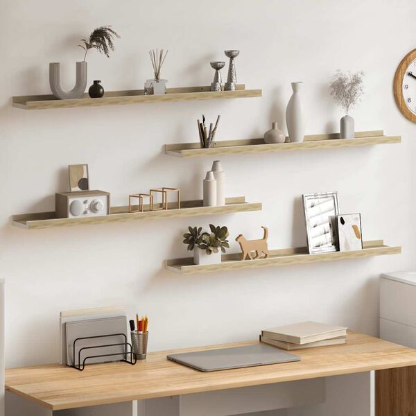 vidaXL v&aelig;ghylder 4 stk. 80x9x3 cm hvid og sonoma-eg