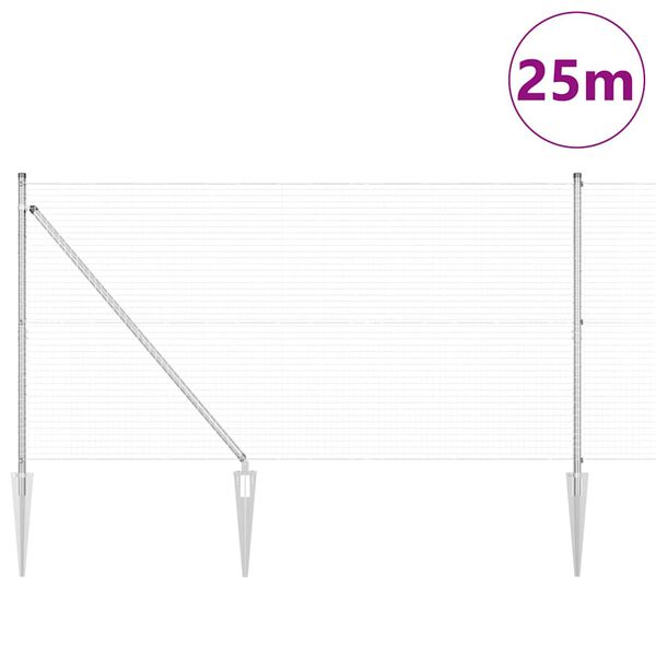 vidaXL Hegnsp&aelig;l S&oslash;lv 25 x 1,2 m (25 x 25 mm maske) St&aring;l