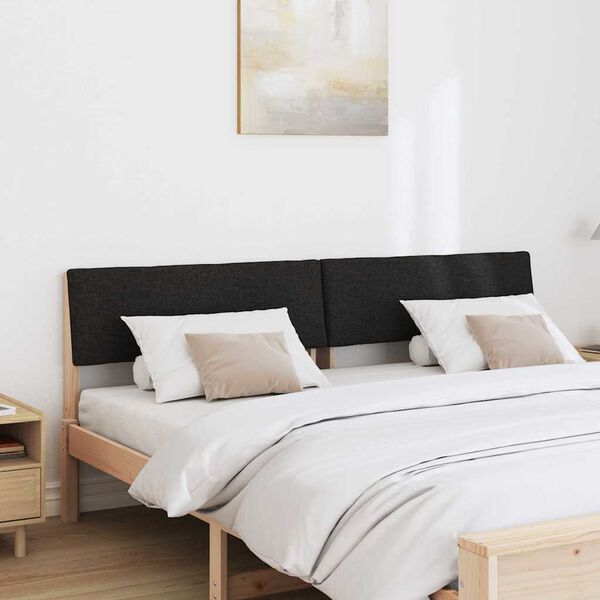 vidaXL Polstret sengegavl Sort 200 cm Massiv fyrretr&aelig;