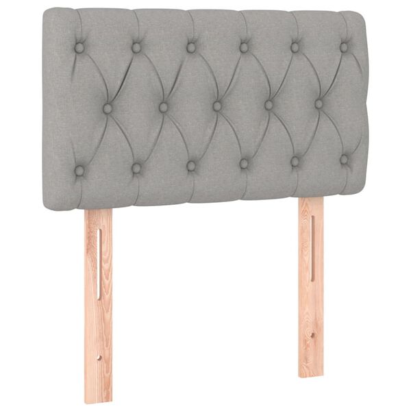 vidaXL sengegavl 80x7x78/88 cm stof lysegr&aring;