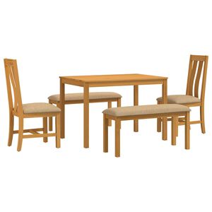 vidaXL Spisestues&aelig;t 5 stk. Beige Massivt Eg Tr&aelig;