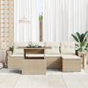 vidaXL Havesofa S&aelig;t med pude med opbevaring 6 pcs Beige Poly rattan