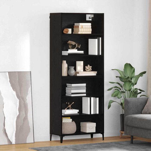 vidaXL Highboard Sort eg 69,5 x 34 x 180 cm Konstrueret tr&aelig;