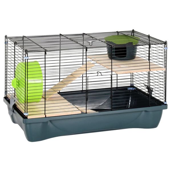 vidaXL hamsterbur 58x32x36 cm polypropylen og metal grå