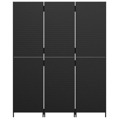 vidaXL rumdeler 3 paneler polyrattan sort