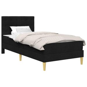 vidaXL Sengeramme med madras med hovedg&aelig;rde Sort 90 x 190 cm Stof