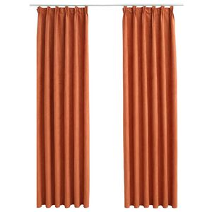 vidaXL m&oslash;rkl&aelig;gningsgardiner med kroge 2 stk. 140 x 175 cm rustr&oslash;d