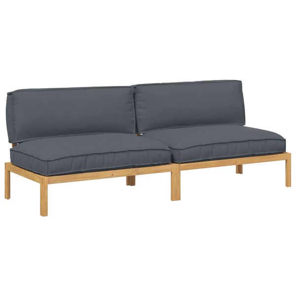vidaXL Sofa S&aelig;t med pude Antracit 240 x 80 x 69 cm Massivt Akacietr&aelig;