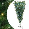 vidaXL Omvendt kunstig fortr&aring;dt juletre med kugles&aelig;t Gr&oslash;n 150 cm PVC