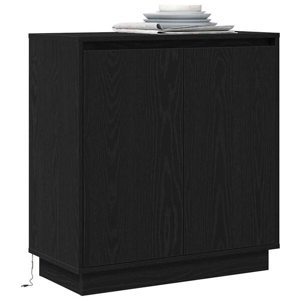 vidaXL Sideboard med hylde Sort eg 71 x 34.5 x 75 cm Konstrueret tr&aelig;