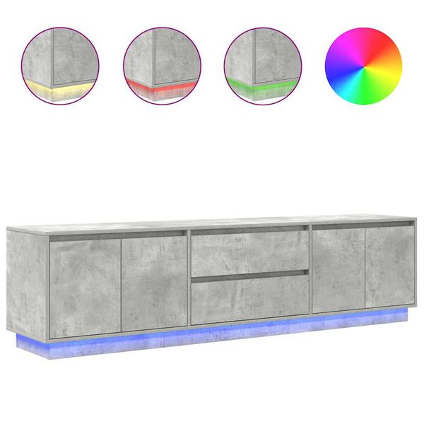vidaXL tv-bord med LED-lys 193,5x41x50 cm betongr&aring;