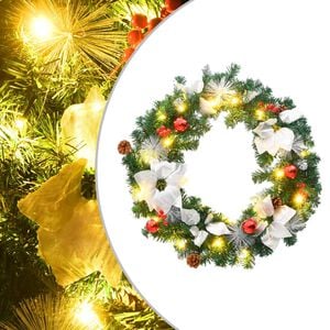 vidaXL julekrans med LED-lys 60 cm PVC gr&oslash;n