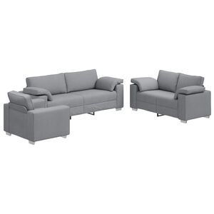 vidaXL Sofa 3 stk. Lysegr&aring; Linned-blandet stof