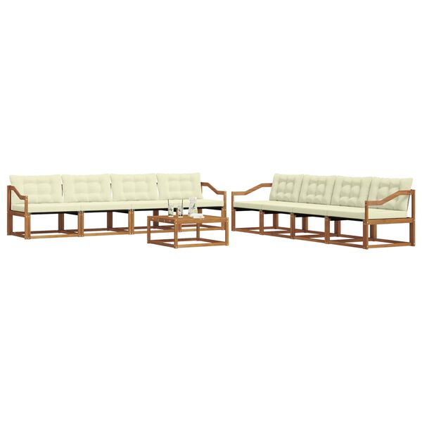 vidaXL Udend&oslash;rs sofagruppe med pude 9 pcs Naturlig og Fl&oslash;de