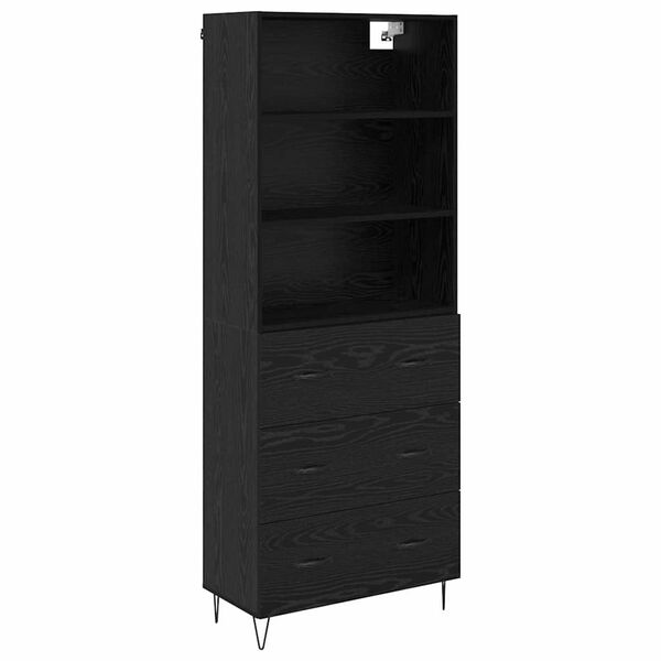 vidaXL Highboard med skuffe 2 pcs Sort eg Konstrueret tr&aelig;