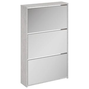 vidaXL skoskab med spejl 3 hylder 63x17x102,5 cm betongr&aring;
