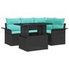 vidaXL Havesofa S&aelig;t med pude med opbevaring 5 pcs Sort Poly Rattan