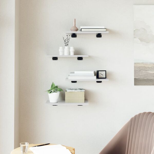 vidaXL boghylder 4 stk. 40x20x1,5 cm konstrueret tr&aelig; hvid h&oslash;jglans