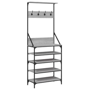 vidaXL t&oslash;jstativ med skoopbevaring 70x34x184 cm gr&aring; sonoma-eg