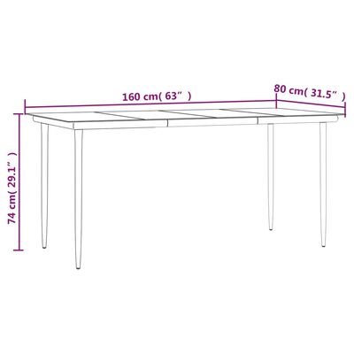 vidaXL spisebordssæt til haven 7 dele med hynder polyrattan og stål