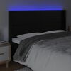 vidaXL sengegavl med LED-lys 183x16x118/128 cm kunstl&aelig;der sort