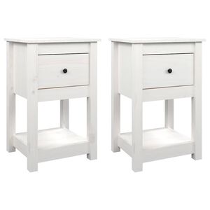 vidaXL sengeborde 2 stk. 40x35x61,5 cm massivt fyrretr&aelig; hvid