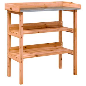 vidaXL plantebord med hylder 78x38x82,5 cm massivt grantr&aelig; brun