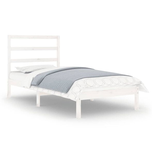 vidaXL sengeramme 75x190 cm Small Single massivt træ hvid