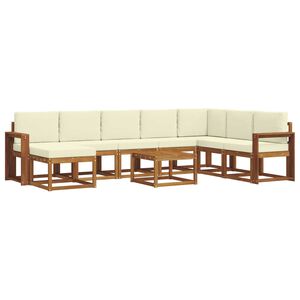 vidaXL Udend&oslash;rs sofagruppe med pude 9 pcs Naturlig og Fl&oslash;de