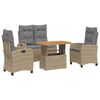 vidaXL spisebordss&aelig;t til haven 4 dele med hynder polyrattan beige