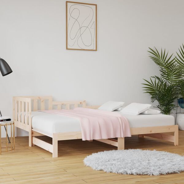 vidaXL daybed med udtr&aelig;k 2x(90x190) cm massivt fyrretr&aelig;