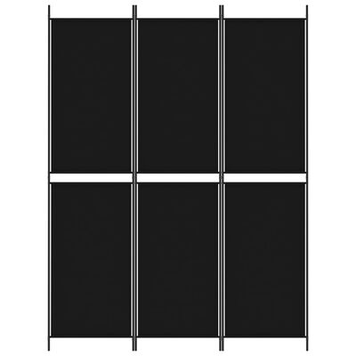 vidaXL 3-panels rumdeler 150x200 cm stof sort