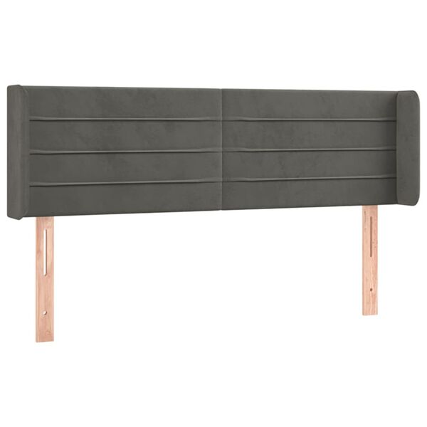 vidaXL sengegavl med LED-lys 147x16x78/88 cm fl&oslash;jl m&oslash;rkegr&aring;