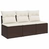 vidaXL 3-personers havesofa med hynder polyrattan brun