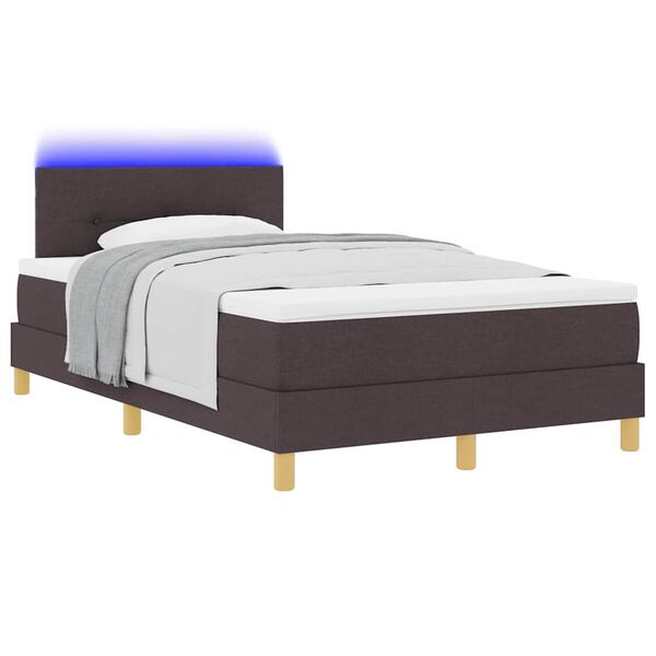 vidaXL LED Box Spring Bed med madras M&oslash;rk Brun 120 x 190 cm Stof