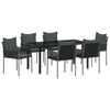 vidaXL Have Spisebordss&aelig;t 7 pcs Sort og gr&aring; PE Rattan