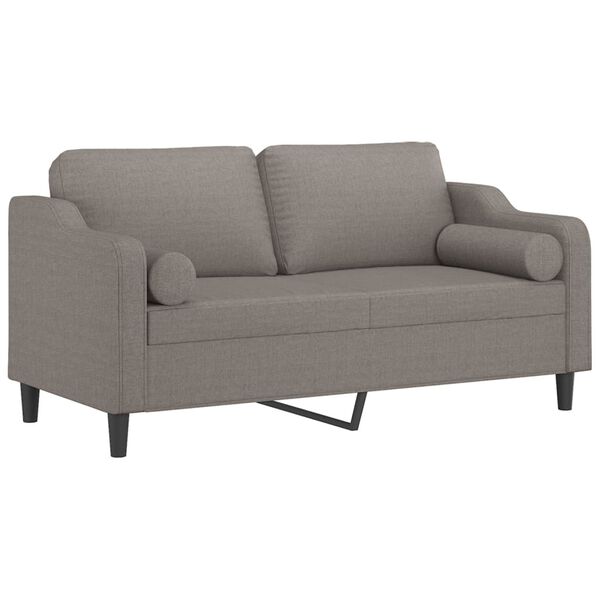 vidaXL 2-personers sofa med pyntepuder 140 cm stof gr&aring;brun