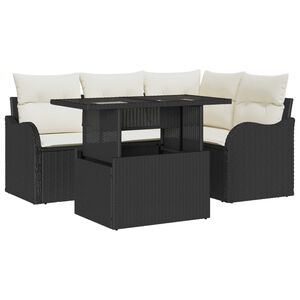 vidaXL Havesofa S&aelig;t 5 stk. Sort Poly Rattan