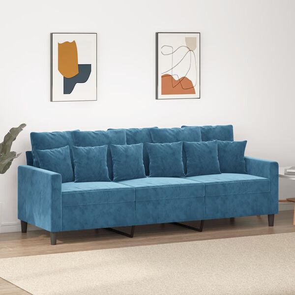 vidaXL 3-personers sofa 180 cm velour blå
