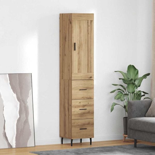vidaXL Highboard Artisan Egetr&aelig; 34,5 x 34 x 180 cm Konstrueret tr&aelig;