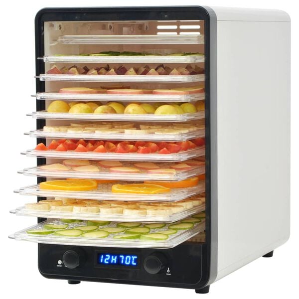 vidaXL fødevaredehydrator med 10 bakker 550 W hvid
