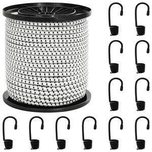 vidaXL Bungee Snore med Krog 4 mm Sort og Hvid PP og gummi