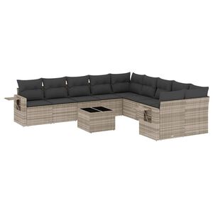 vidaXL lounges&aelig;t til haven 11 dele med hynder polyrattan gr&aring;