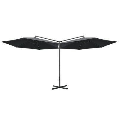 vidaXL dobbelt parasol med stålstang 600 cm antracitgrå