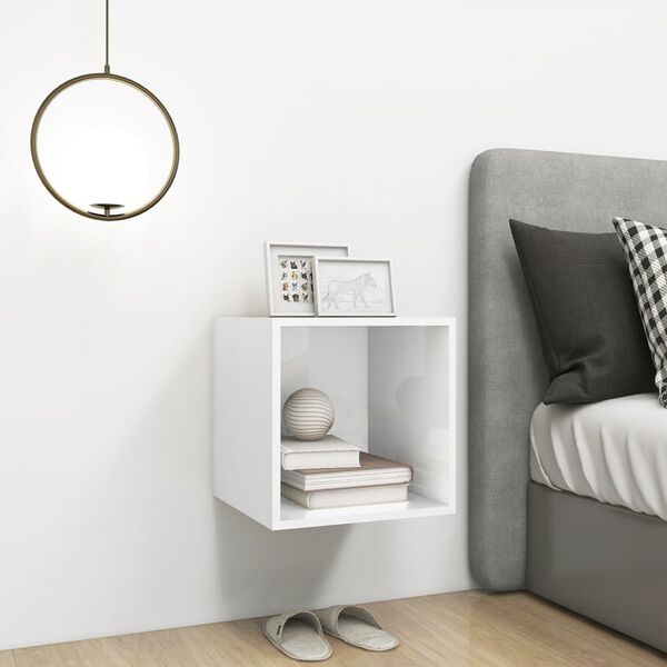 vidaXL vægskab 37x37x37 cm konstrueret træ hvid højglans