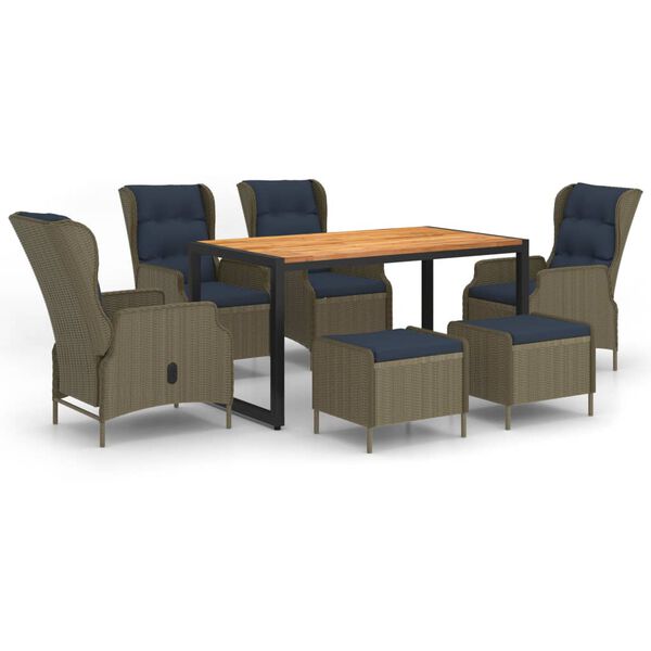 vidaXL spisebordss&aelig;t til haven 7 dele brun