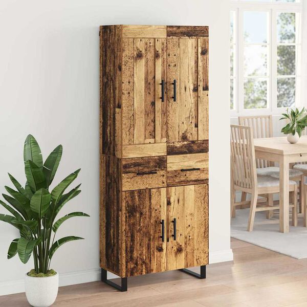 vidaXL Highboard Gammelt tr&aelig; 69,5 x 34 x 180 cm Konstrueret tr&aelig;